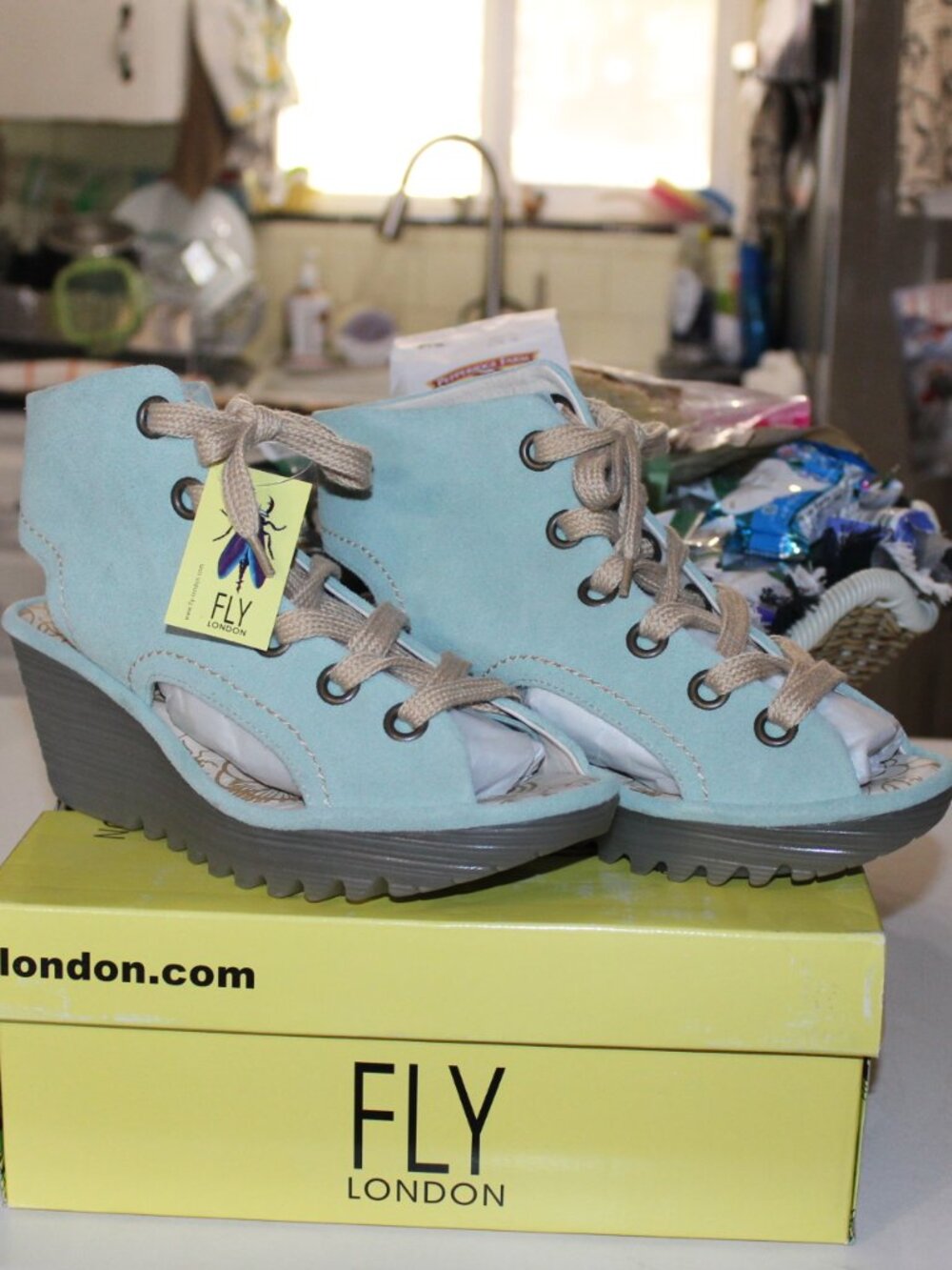 NWT Fly London YABA Mint Suede Green Lace ups women's 40 (9.5/10) PRETTY! - Picture 3 of 9